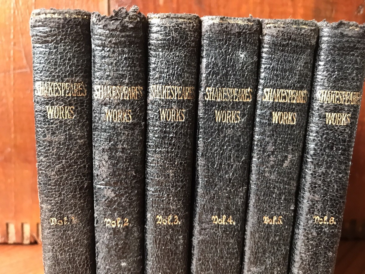 Vintage Full Set of 6 Leather Shakespeare Books ~ Oxford