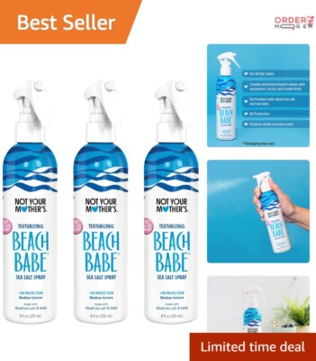 Tropical Vanilla Scented Beach Babe Sea Salt Spray 3-Pack for Effortless Texture