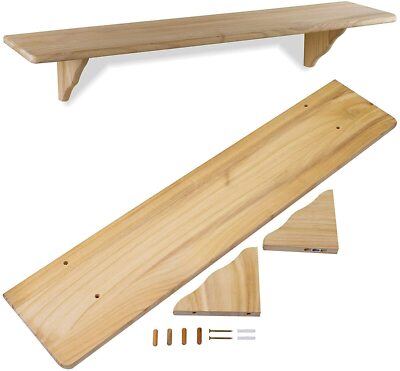 Großes Naturholz Holzregal Aufbewahrung Ständer & Beschläge Wandmontage 3 Fuß