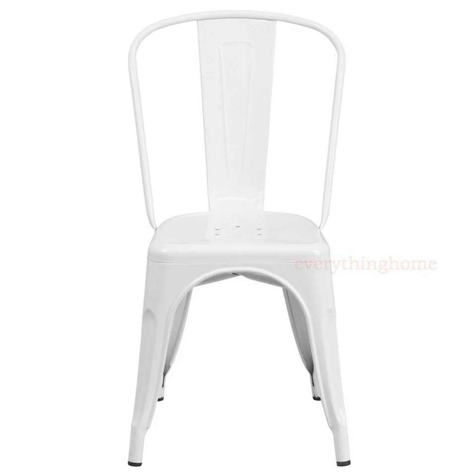 Silla de comedor industrial elegante estilo Tolix pila de metal blanco en 1-4 unidades descuentos Foto 4 de 4