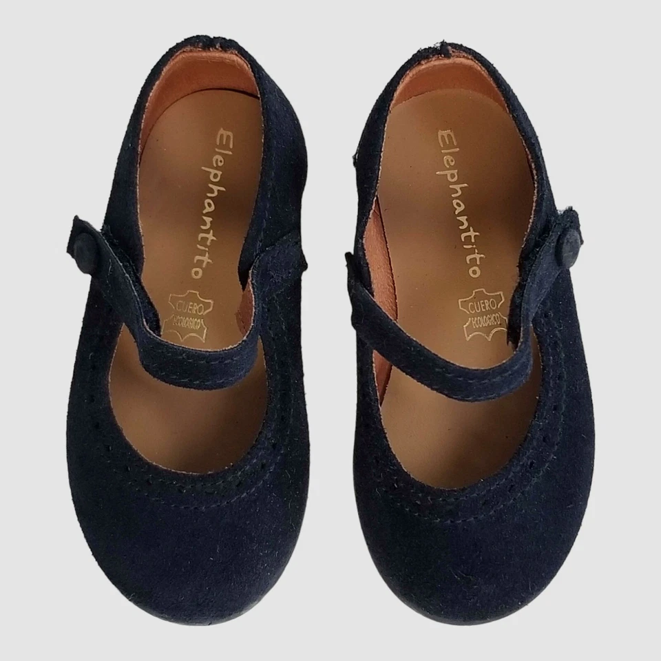 $75 Elephantito Bebé Niñas Azul Gamuza Mary Jane Zapatos Planos Talla 22 Foto 3 de 4