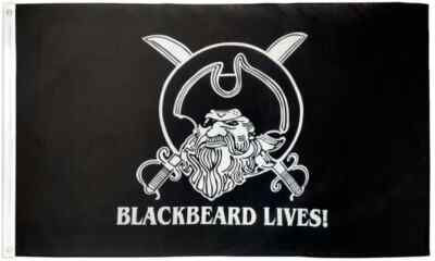 Black Beard Lives 3x5ft Poly Pirate Flag Ed Teach Blackbeard Pirate Ship Flag