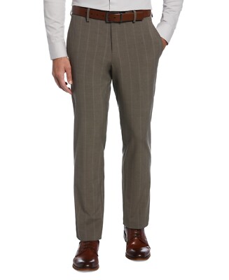 Perry Ellis Portfolio Modern-Fit Stretch Resolution Dress Pants Dark Beige 40x30