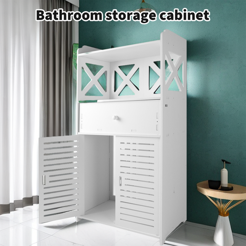 Waterproof Bathroom Free Standing White Floor Storage Unit
