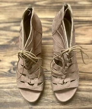 Stuart Weitzman Lace Up High Heel Women’s Size 9.5M Taupe Tan