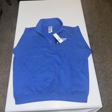 Reebok Identity Blue Fleece Pullover Sweatshirt Men 1/4 Zip Logo XL