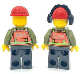 Railyard Workers safety vest hard hat Lego City Minifigures Cargo Train 60052