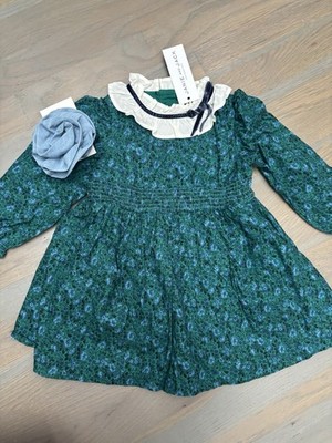 NWT Janie and Jack girl FALL HOLIDAY 2-piece green dress SET