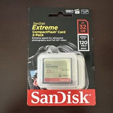 SanDisk 32GB Extreme CompactFlash CF Memory Card 120MB/s RARE 2-pack