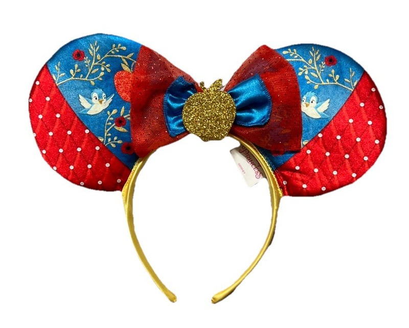 Disney Princess Snow White Gold Apple Headband Ears Bluebird, Red Bow NWOT