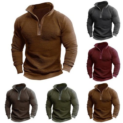 Herren Sweatshirt Langarm bequeme Passform Reversausschnitt Polyesterstoff