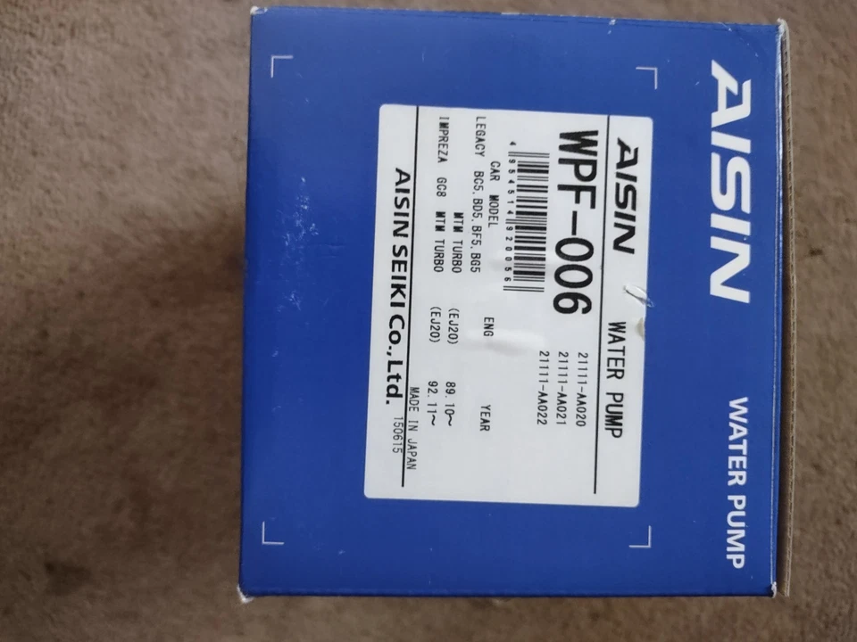 Engine Water Pump Aisin WPF-006 for Subaru EJ20 Engine - Image 2 of 3