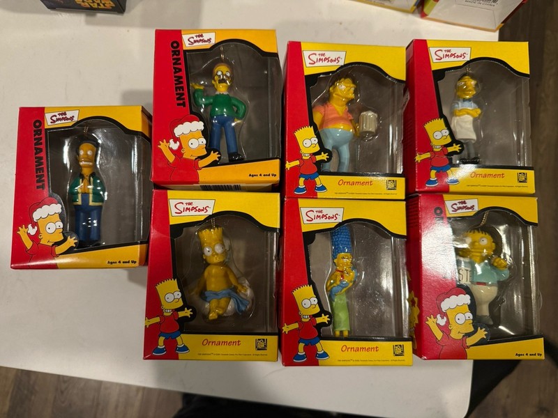 the simpsons christmas ornaments Vintage Lot Of 7 NIB All Different