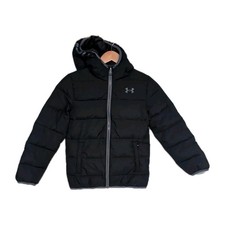 Under Armour Youth Size Small Winter Black Hooded Puffer Jacket Excellent