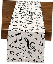Linen Musical Notes Table Runner Music Event Birthday Party Wedding 13" x 72"
