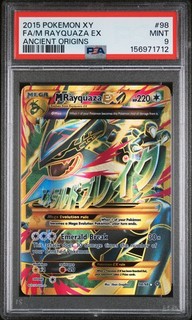 2015 POKEMON XY ANCIENT ORIGINS #98 FULL ART/M RAYQUAZA EX PSA 9