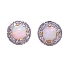 October Birthstone Opal Stud Earring Birthday Gift for Her 925 Sterling Silver