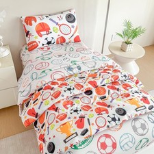 4 Pieces Toddler Bedding Basketball Football Baseball Toddler Sports Comforte...