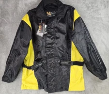 Xelement Motorcycle Jacket Mens Small Black Yellow Nylon Belted Reflective
