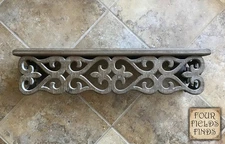 Carved Wood Ornate Farmhouse Wall Shelf Distressed Brown 24.5 x 6.75 x 5.5"