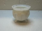 RARE VTG Degenhart Milk White Glass Gypsy Pot Cauldron Toothpick Holder