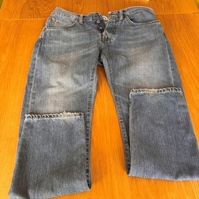 EDWIN ED-55 Jeans Mens W33 L32 Regular Tapered Faded Blue Denim