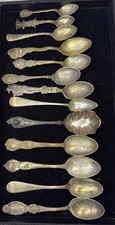 Lot of 13 Sterling Silver Souvenir Spoons - 299.5grams -92.5% Silver