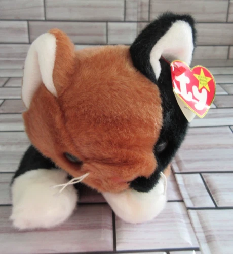 Chip Calico Cat 1998 Beanie Buddies Stuffed Animal Plush White Brown
