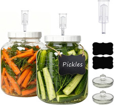 1 Gallon Fermentation Jar with Airlocks and Weights,2 Pack Wide Mouth Glass Ferm