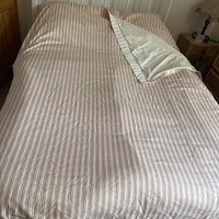 QUALITY pair of BESPOKE LAURA ASHLEY RASPBERRY STRIPE CURTAINS 84” L x 72” W 