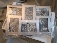 COLLAGE FRAME Brushed Silver Aluminum 2004 Holds Six 4" x 6" Photos Wall Display