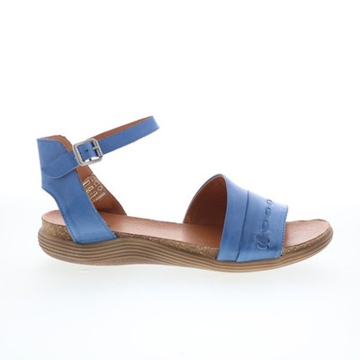 Miz Mooz Marabel Womens Blue Leather Hook & Loop Strap Sandals Shoes