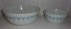 2 Pyrex Blue Snowflake Garland Mixing Bowls.  1.5 quart and 4 quart.  No chips.