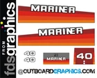Mariner 40hp rainbow outboard engine decals/sticker kit
