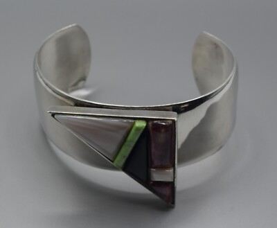 JAY KING DESERT ROSE TRADING STERLING SILVER MODERN TRIANGLE CUFF BRACELET 50GR