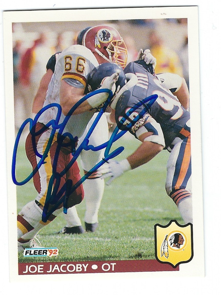 Autographed Joe Jacoby Washington Redskins 1992 Fleer Football Card #420
