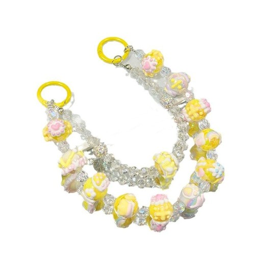 Beaded Mobile Phone Strap Cream Phone Charm Rope Cute Phone Lanyard