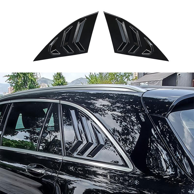 Fit For Benz GLC 2016-2022 Bright Black Side Vent Window Scoop Louver Cover Trim