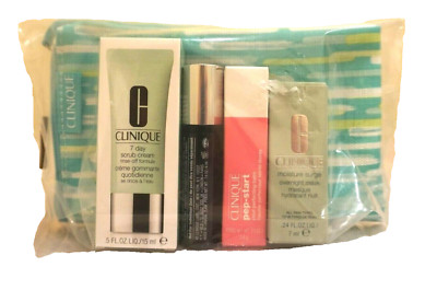 Clinique Gift set 4 pieces of make up and skin care plus a cosmetics bag Sealed