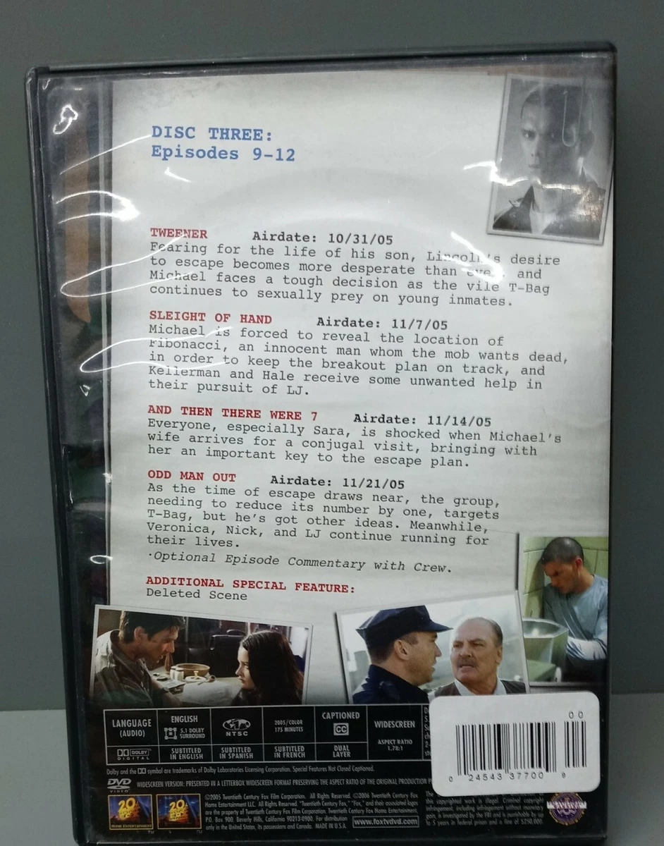 Prison Break Saison 1 Distribution PRISON BREAK SAISON 1 DISQUE 3 ÉPISODES 9 À 12 SÉRIES TV FILM DVD (K) | eBay