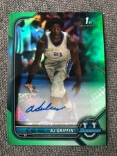 AJ GRIFFIN 2021 2022 Bowman University GREEN REFRACTOR Auto Autograph # 33/99