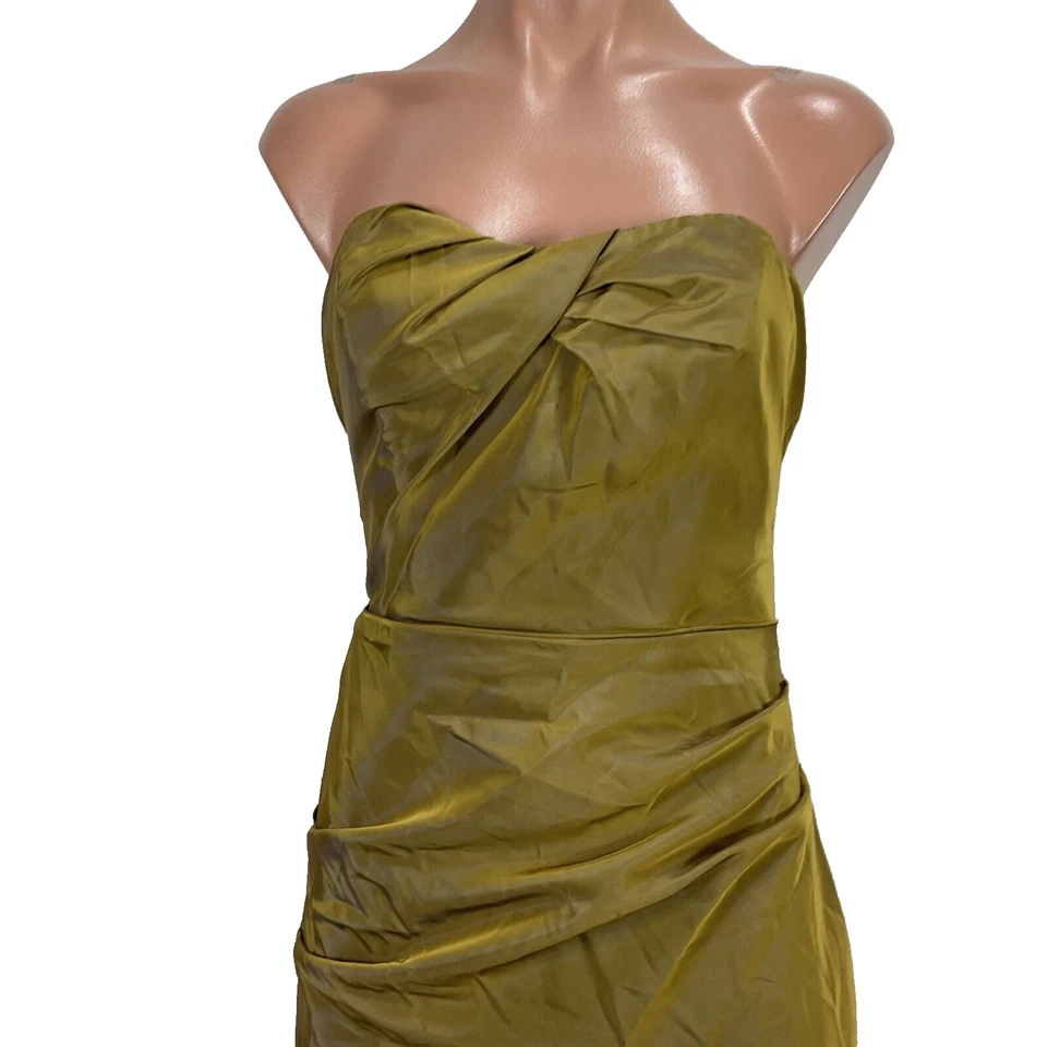 Vestido de Noche Nicole Miller Iridiscente Verde Dorado Vintage Años 90 Baile de graduación Burbuja 0 Foto 3 de 4