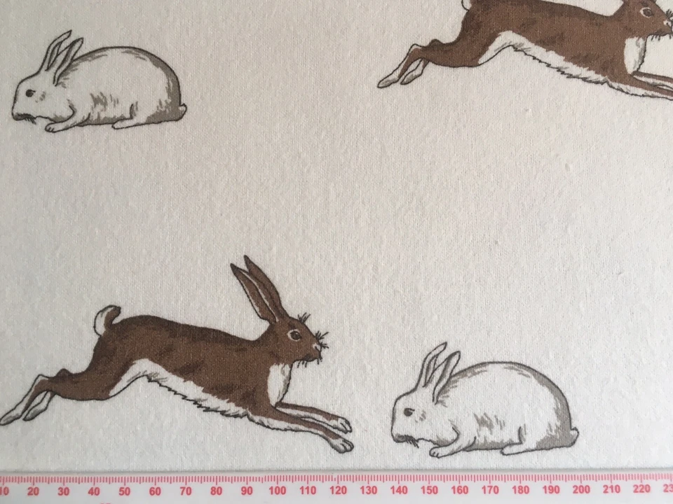 100cm x 100cm 1M Emily Bond Rabbits & Hares 100% brushed Cotton flannelette New - Image 4 of 4