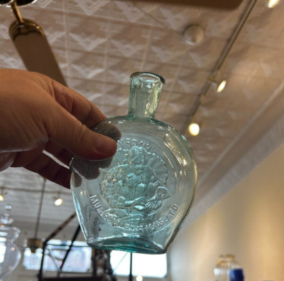 Vintage Aqua Poppy Museum Edition Herb Of The Month 6.5'' Clevenger Emboss Bottle