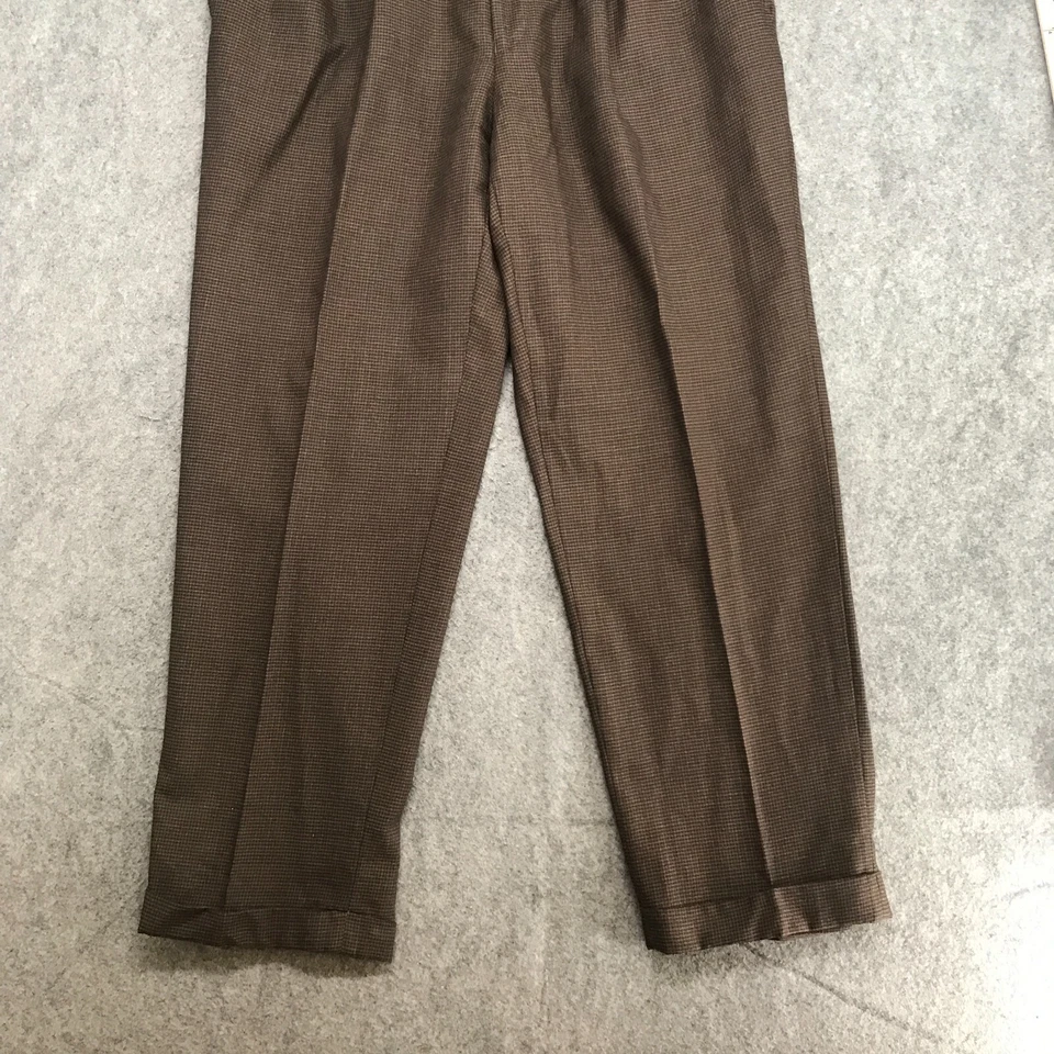 Pantalones Nautica Para Hombre Talla 36 x 30 Marrón Negro Estampado Puños Dobladillo Pantalones Botón Pestaña Foto 4 de 4