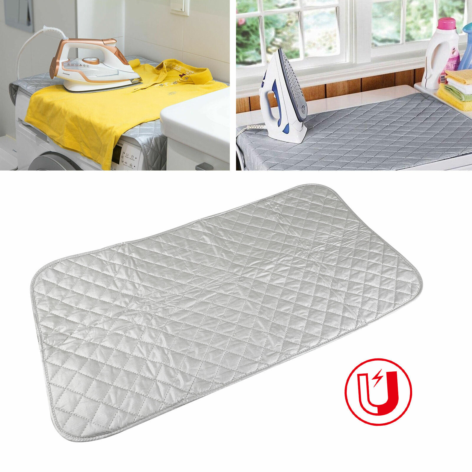 Portable Magnetic Mat Washer Ironing Cover Dryer Board Heat Resistant  Blanket US