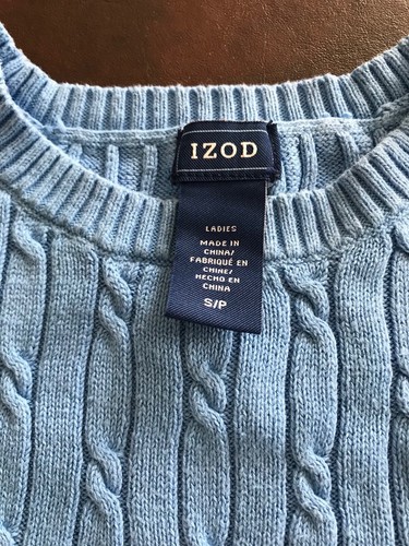 Blue IZOD LACOSTE Cable Knit Crewneck 