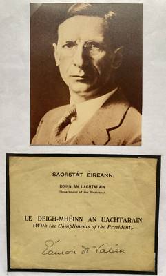 Eamon de Valera - Präsident Irlands  -original Autogramm - Größe 12 x 9 cm