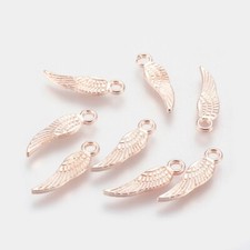 10 Angel Wing Charms Rose Gold Tone 2 Sided Findings 17mm Jewelry Supplies