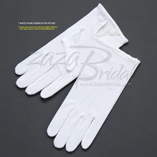 White 100% Cotton Formal Men's Gloves with Snap Closure - Various Sizes